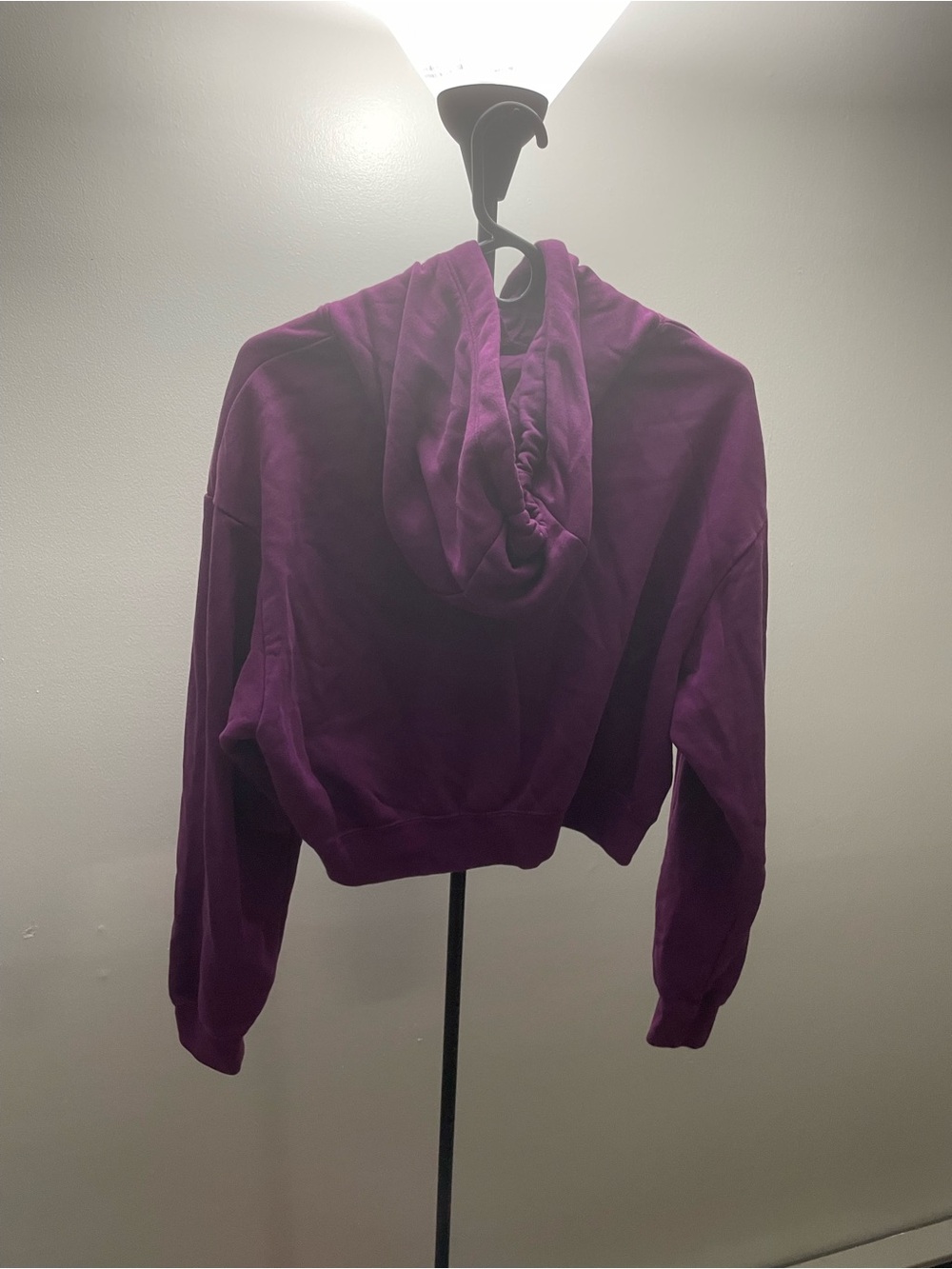 Nike Women's Purple Cropped Pullover Hoodie with White Logo - Picture 3 of 3